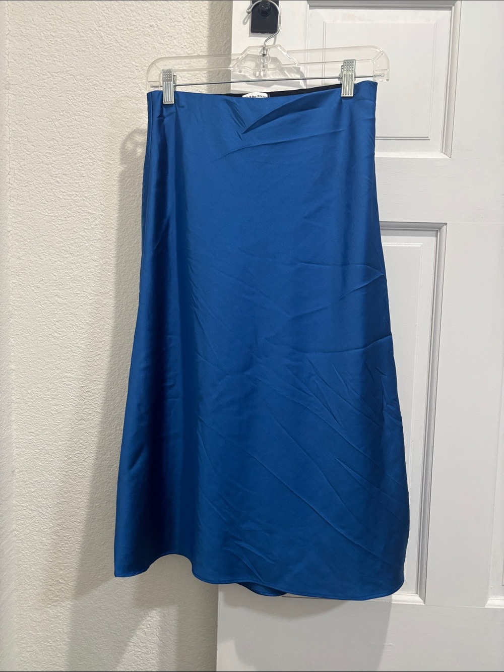 Satin Midi Skirt in Royal Blue